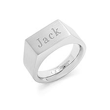 Mens Engraved Brushed Rectangle Signet Ring - 48035D