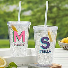 Shadow Monogram Personalized 17 oz. Acrylic Insulated Tumbler - 48053