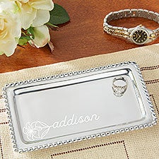 Mariposa Birth Flower Name Personalized Jewelry Tray  - 48059