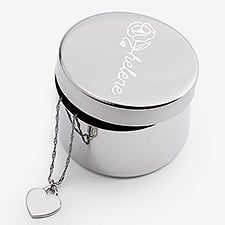 Birth Flower Name Personalized Silver Keepsake Box  - 48062
