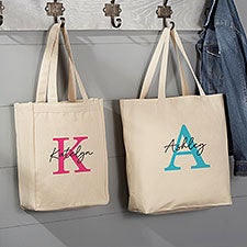 Simple Signature Personalized Canvas Tote Bags  - 48077