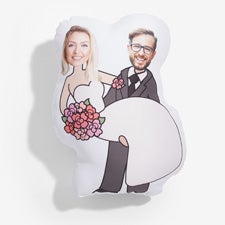 Wedding Personalized Photo Bride and Groom Character Throw Pillow - 48116