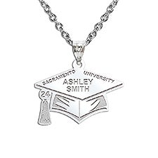 Custom Graduation Name and School Pendant - Sterling Silver - 48144D