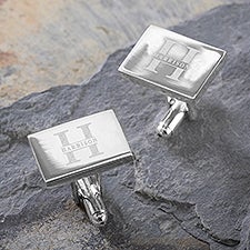 Lavish Last Name Personalized Silver Cufflinks - 48148