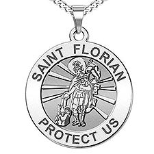 Custom Saint Florian Engraved Pendant  - 48165D