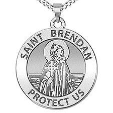 Custom Saint Brendan Engraved Pendant  - 48228D