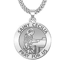 Custom Saint Cecilia Engraved Pendant  - 48231D