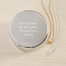 Write Your Own Personalized Round Jewelry Box Gift Set with Heart Necklace La - 48305