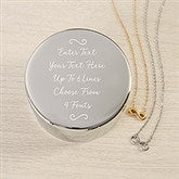 Write Your Own Personalized Round Jewelry Box Gift Set with Infinity Necklace - 48306