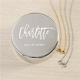 Scripty Name Personalized Round Jewelry Box Set with Infinity Necklace - 48308