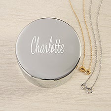 Classic Celebrations Personalized Round Jewelry Box Gift Set with Infinity Necklace - 48310