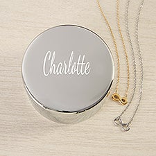 Classic Celebrations Personalized Round Jewelry Box Gift Set with Infinity Necklace  - 48310