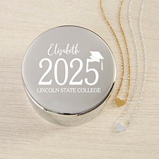 Classic Graduation Personalized Round Jewelry Box with Heart Necklace  - 48311