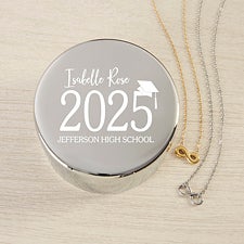 Classic Graduation Personalized Round Jewelry Box with Infinity Necklace - 48312