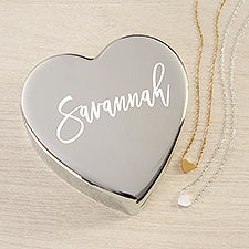 Scripty Name Personalized Heart Jewelry Box Gift Set with Heart Necklace  - 48313