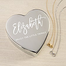 Scripty Name Personalized Heart Jewelry Box Gift Set with Infinity Necklace - 48314