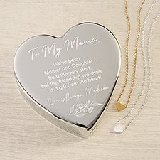 Floral Message To Mom Personalized Heart Jewelry Box with Heart Necklace  - 48315