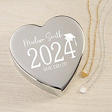 Classic Graduation Personalized Heart Jewelry Box with Heart Necklace - 48318