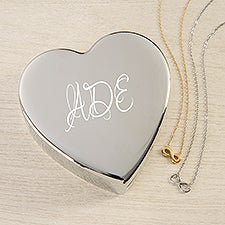 Classic Celebrations Personalized Heart Jewelry Box Gift Set with Infinity Necklace  - 48322