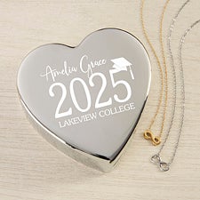 Classic Graduation Personalized Heart Jewelry Box with Infinity Necklace  - 48323