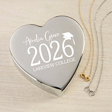 Classic Graduation Personalized Heart Jewelry Box with Infinity Necklace  - 48323