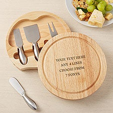 Write Your Own Personalized Round Cheese Board  Tool Set  - 48355
