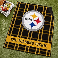 NFL Pittsburgh Steelers Personalized Plaid Picnic Blanket - 48359
