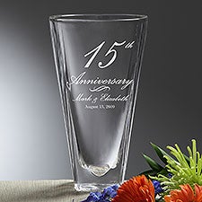 Everlasting Love Etched Anniversary Crystal Vase  - 48362