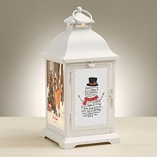 Personalized White Metal LED Lantern - Snowman Repeating Name - 48436