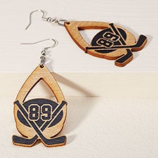 Hockey Personalized Wood Dangle Earrings - 48638
