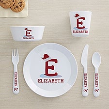 Initial Santa Hat Personalized Kids Dinnerware  - 48787