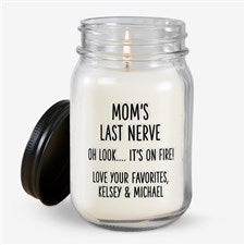 Moms Last Nerve Personalized Mason Jar Candle  - 48869