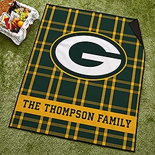 NFL Green Bay Packers Personalized Plaid Picnic Blanket - 48896
