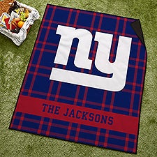 NFL New York Giants Personalized Plaid Picnic Blanket - 48898