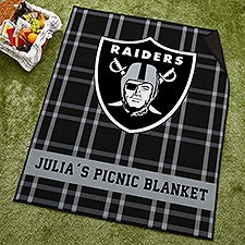 NFL Las Vegas Raiders Personalized Plaid Picnic Blanket - 48990