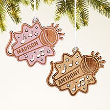Music Microphone Personalized Wood Christmas Ornament - 49067