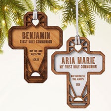 Faithful Cross Personalized Wood Christmas Ornaments - 49074