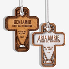 Faithful Cross Personalized Wood Christmas Ornaments - 49074