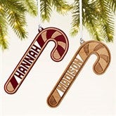 Candy Cane Personalized Wood Ornament  - 49077