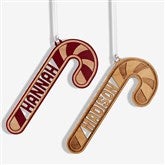 Candy Cane Personalized Wood Ornament  - 49077
