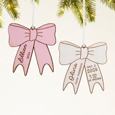 Baby Bow Personalized Wood Ornament - 49082
