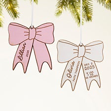 Baby Bow Personalized Wood Christmas Ornaments - 49082