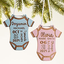 Baby Bodysuit Personalized Wood Ornament - 49083