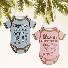 Baby Bodysuit Personalized Wood Ornaments - 49083