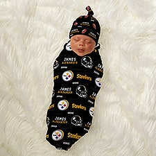 NFL Pittsburgh Steelers Personalized Baby Hat  Receiving Blanket Set  - 49127