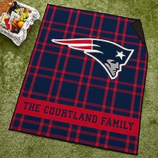 NFL New England Patriots Personalized Plaid Picnic Blanket - 49137