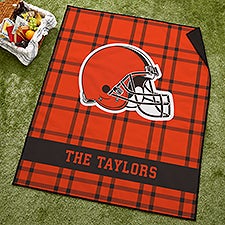 NFL Cleveland Browns Personalized Plaid Picnic Blanket - 49139