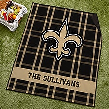 NFL New Orleans Saints Personalized Plaid Picnic Blanket - 49140