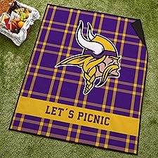 NFL Minnesota Vikings Personalized Plaid Picnic Blanket - 49141