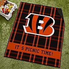 NFL Cincinnati Bengals Personalized Plaid Picnic Blanket - 49152